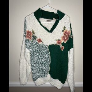 Vintage Separate Issue Flower Knit Acrylic Sweater